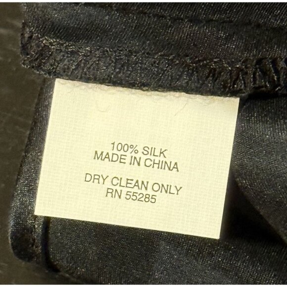 Express Y2K 100% Silk Black Short Sleeve V-neck Tie Back Womens Top Size Large - Picture 7 of 9